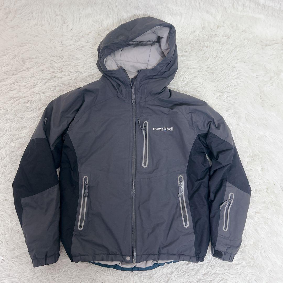 【美品】モンベル　スキーウエア　ダウンジャケット　Mサイズ　グレー　ブラック