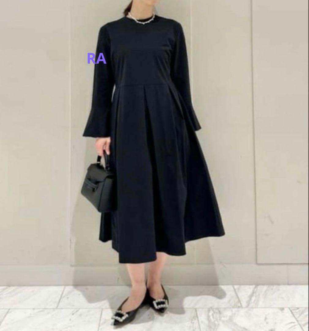 Ballsey ストレッチタフタ ボックスタックワンピース　ネイビー　36