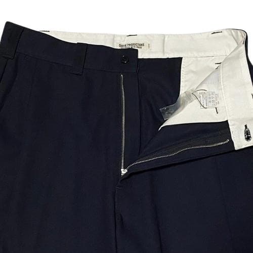 美品 COOTIE RAZA 1 TUCK トラウザーズ ネイビー L ワイド