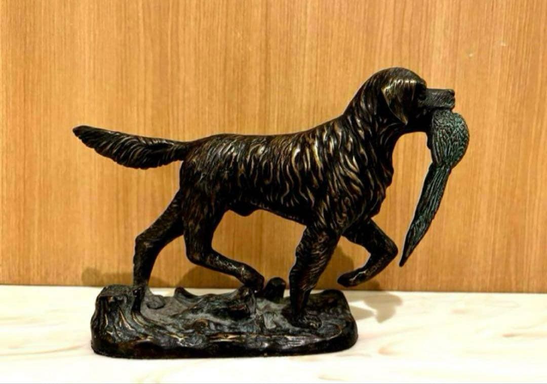 【平安時代蔵出し】ゴールデンリトリバー 犬 置物 骨董品 時代物K24 純金？