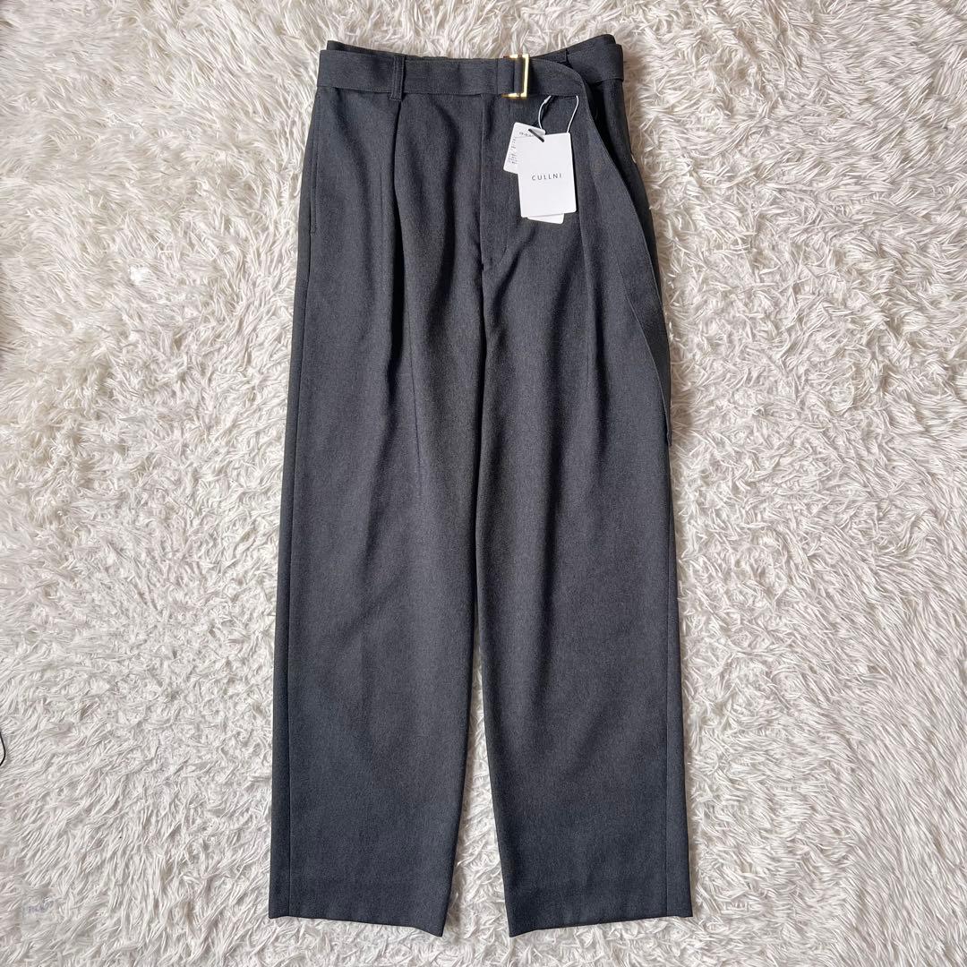 CULLNI クルニ 1 タック セミ ワイド パンツ ロング ベルト 付き