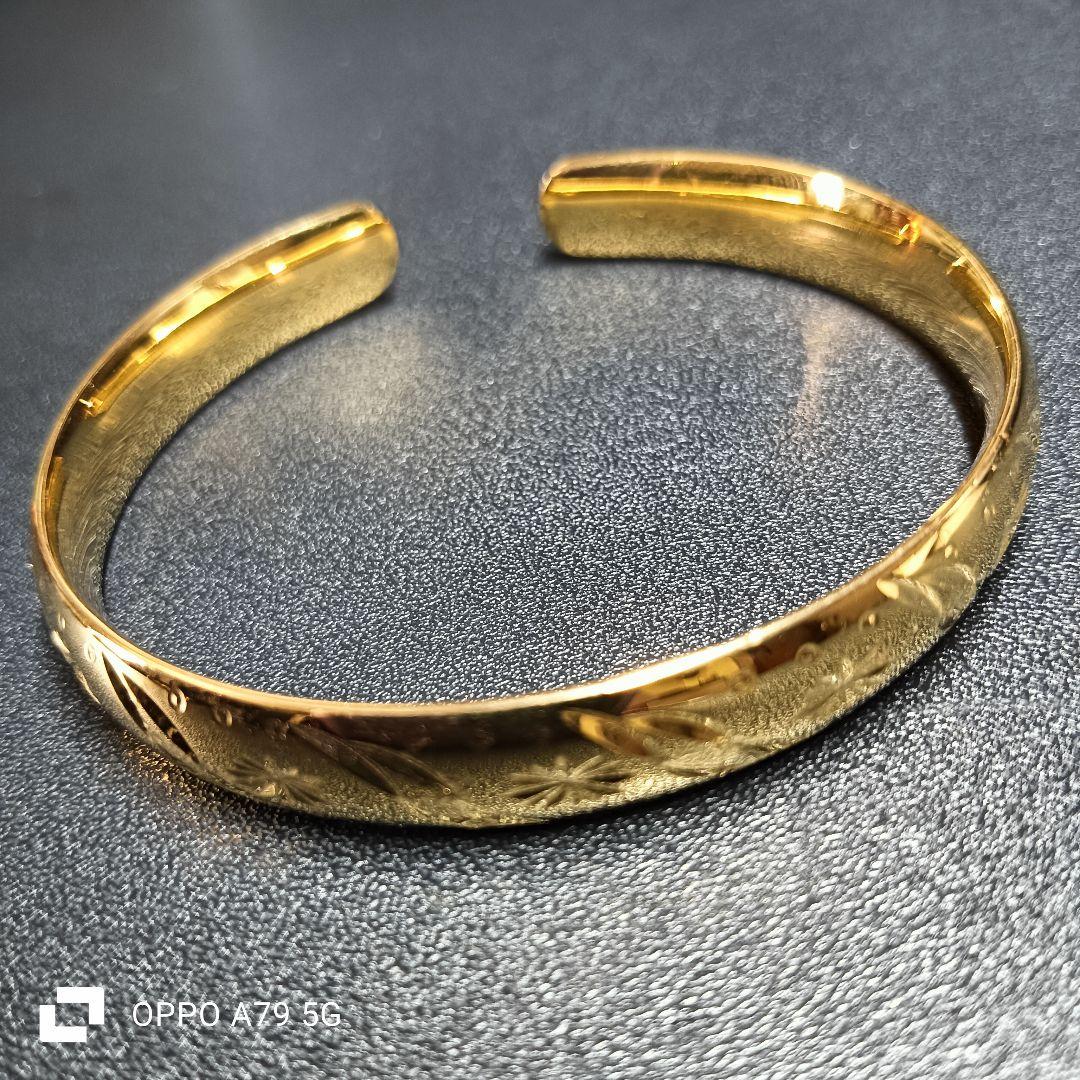 中東ドバイ高級感花24金gpゴールド　バングル調節可能999ゴールド