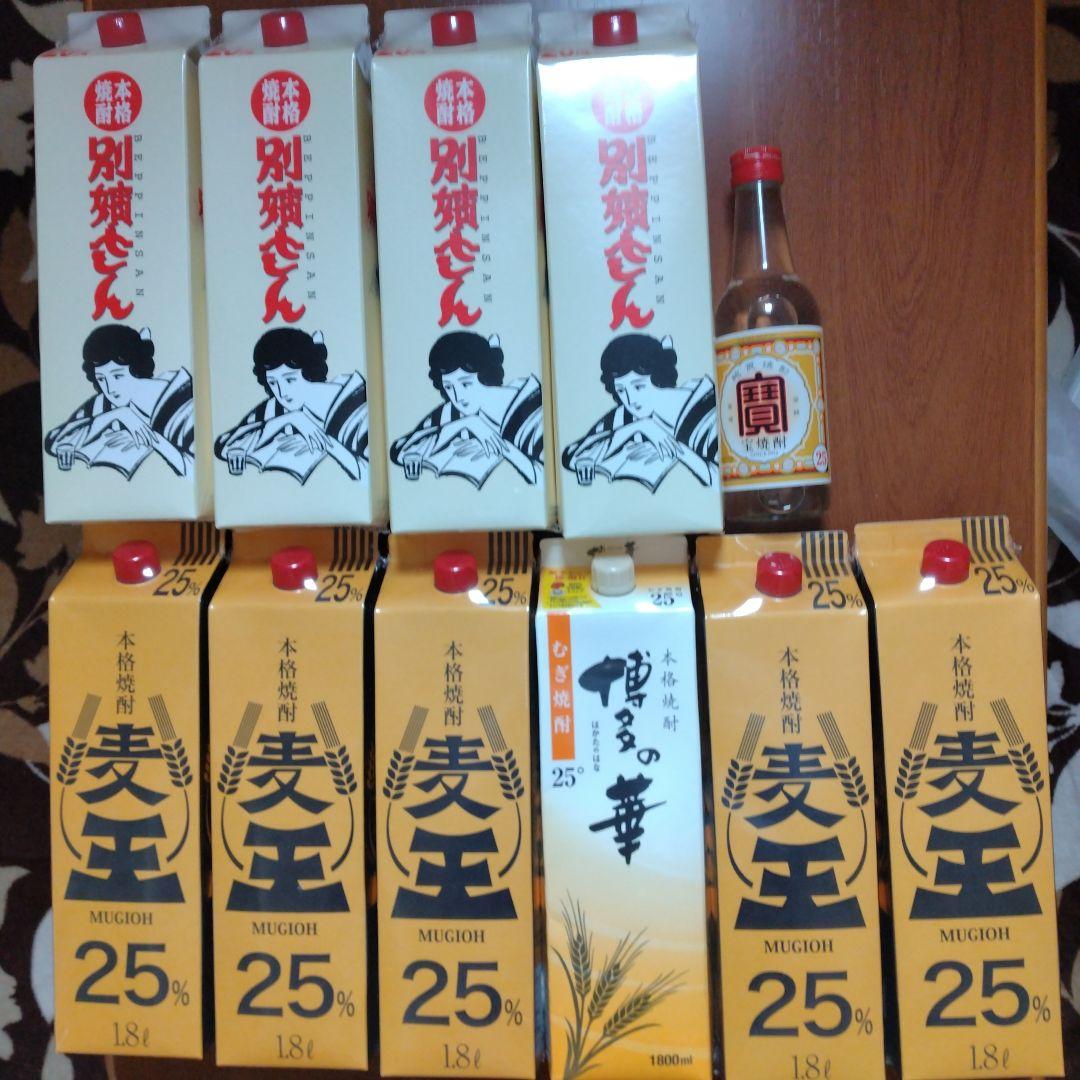 【エコメルカリ便での配送】本格焼酎1.8L（麦6本、いも4本）甲類1本。計11本