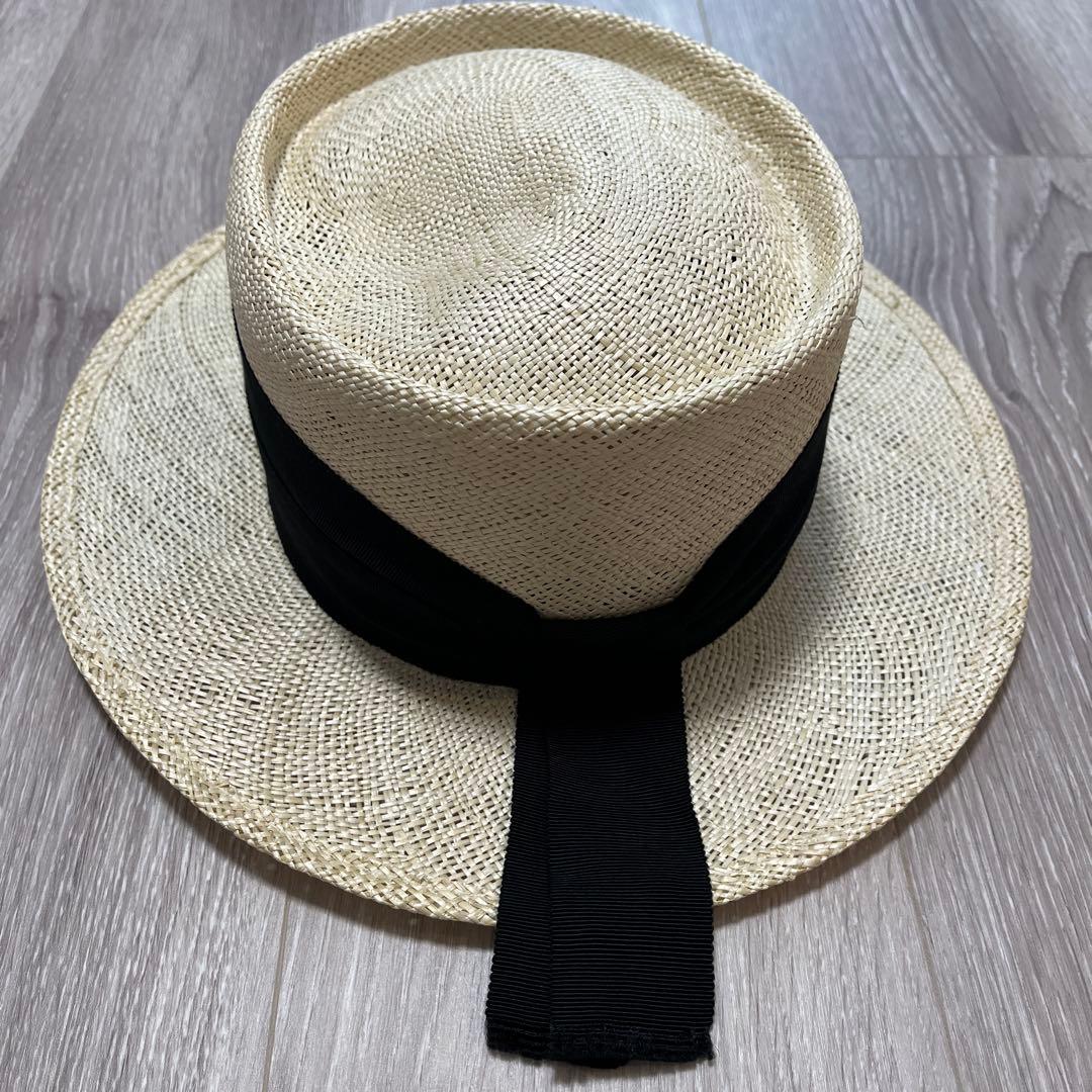 美品　シャポードオー　麦わら帽子 カンカン帽