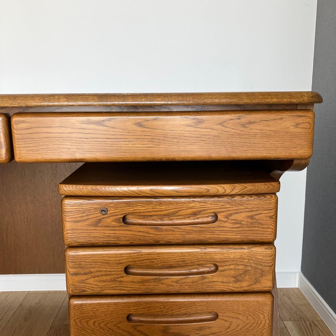 ①浜本工藝　木製学習机 引き出し2個 2点セットの机のみ