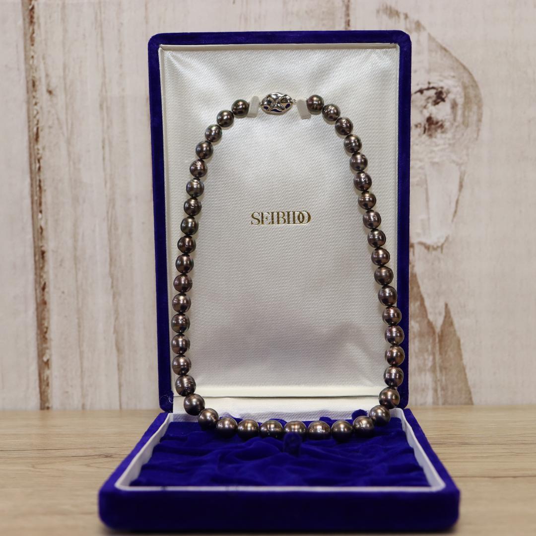 雪*丸様 誠美堂真珠 黒蝶真珠ネックレス 8.0～11.0mm 本真珠 全長47