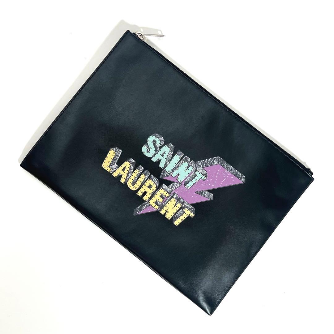 【美品】 サンローランパリ スターパッチ レザー クラッチバッグ 397295