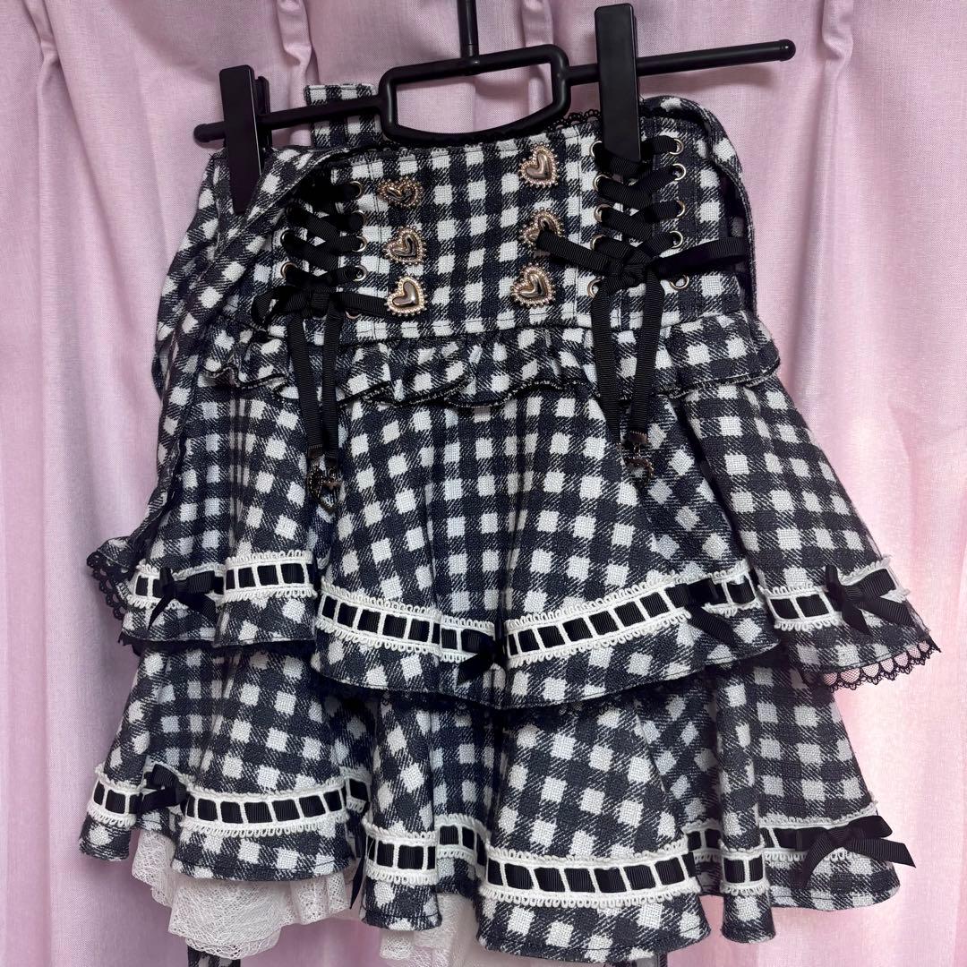 リズリサ はしごリボンギンガムティアードスカパン