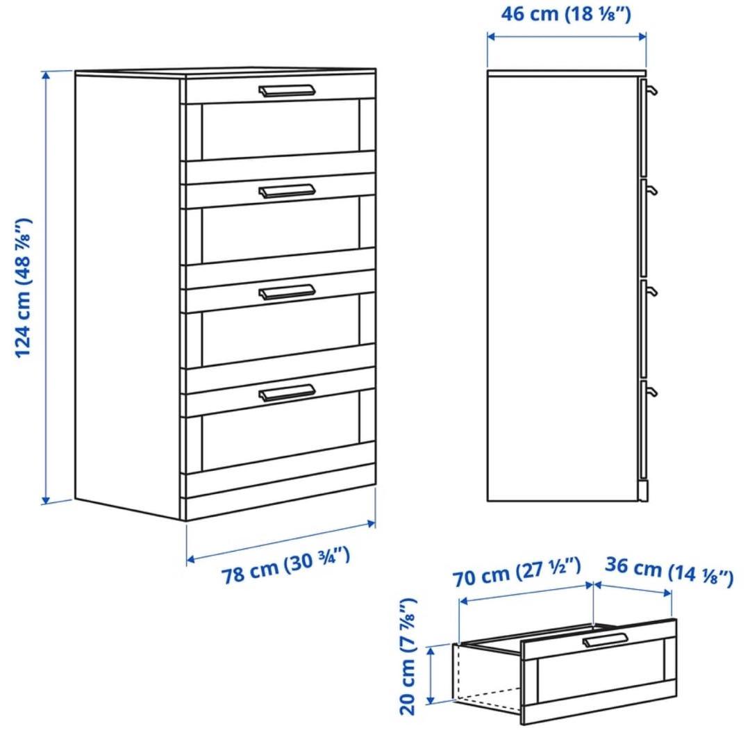 IKEA ブリムネス BRIMNES ホワイト ガラス引き出し付きチェスト