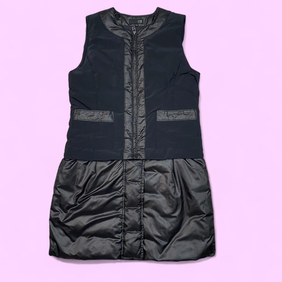 ニジュウサンクゴルフ ノースリーブ ダウン スカート ワンピース M/L 黒