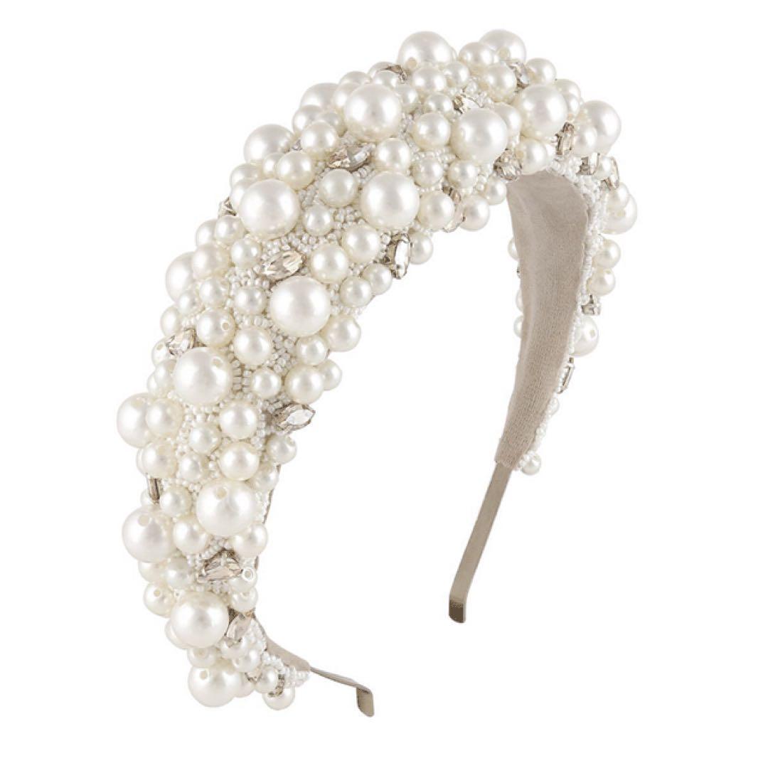 deepa gurnani パール　カチューシャ　結婚式　前撮り　髪飾り