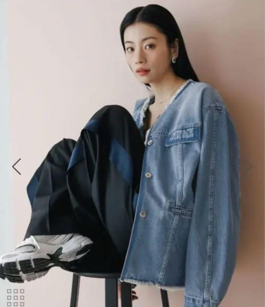 即発⭐︎アダムエロペ　今期　完売　デニムフリンジブルゾン