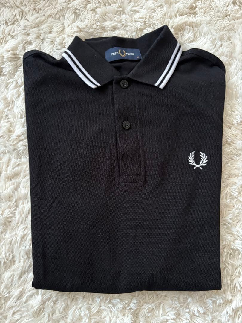 FRED PERRY ブラック 長袖ポロシャツ XS