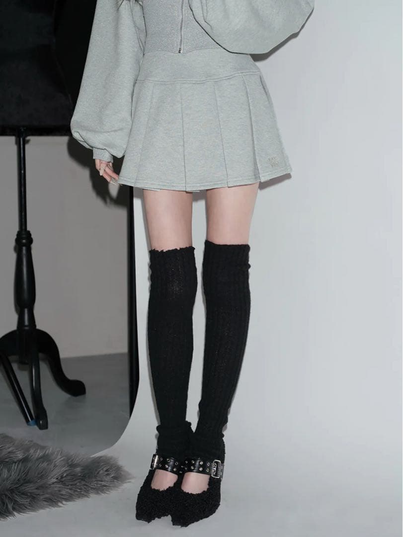 Darich カラーラメスウェットプリーツミニスカート グレー FL