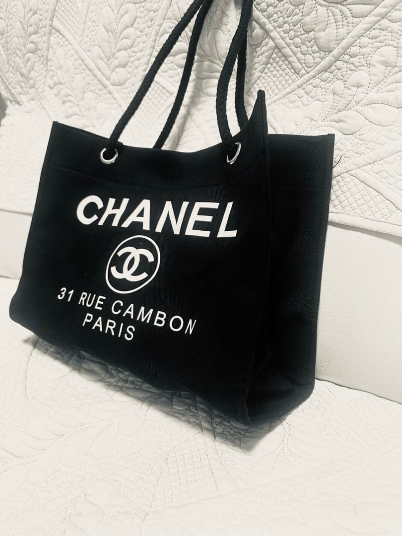 CHANELノベルティ☆肩掛けトートバッグ新品未使用品キャンバス黒ブラック