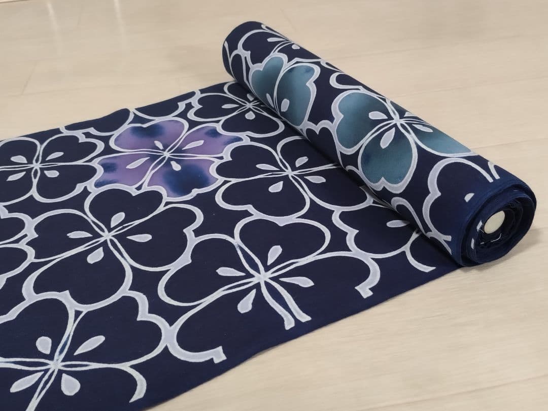 saki★247R三勝染浴衣浴衣反物注染夏祭りクローバー長さ13m40cm