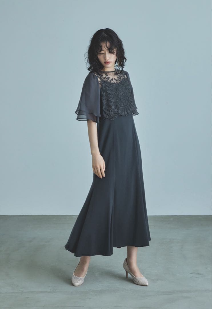 niana リーフ刺繍レースブラウスキャミワンピースセット M