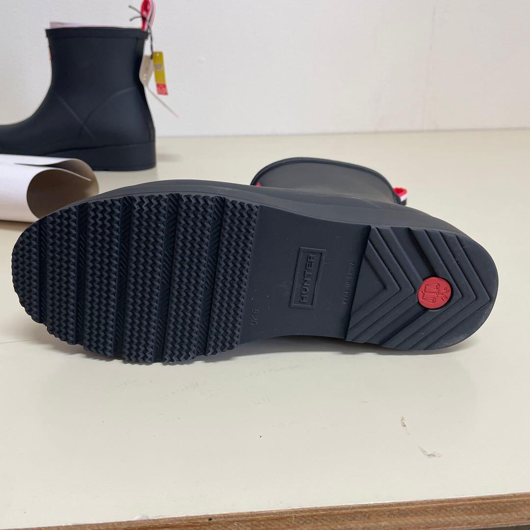 HUNTER ブラック ショートレインブーツ UK6/25cm