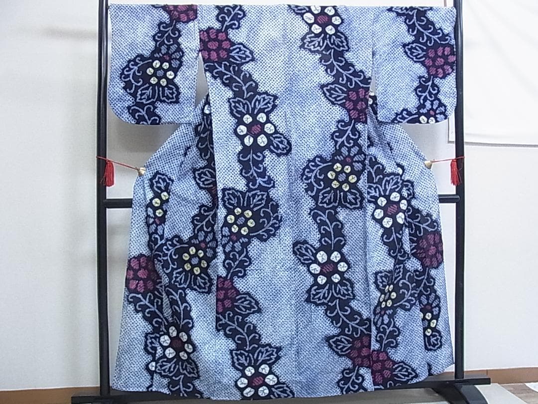 ♦︎きもの結♦︎有松鳴海絞り 浴衣 草花　綿♦︎a