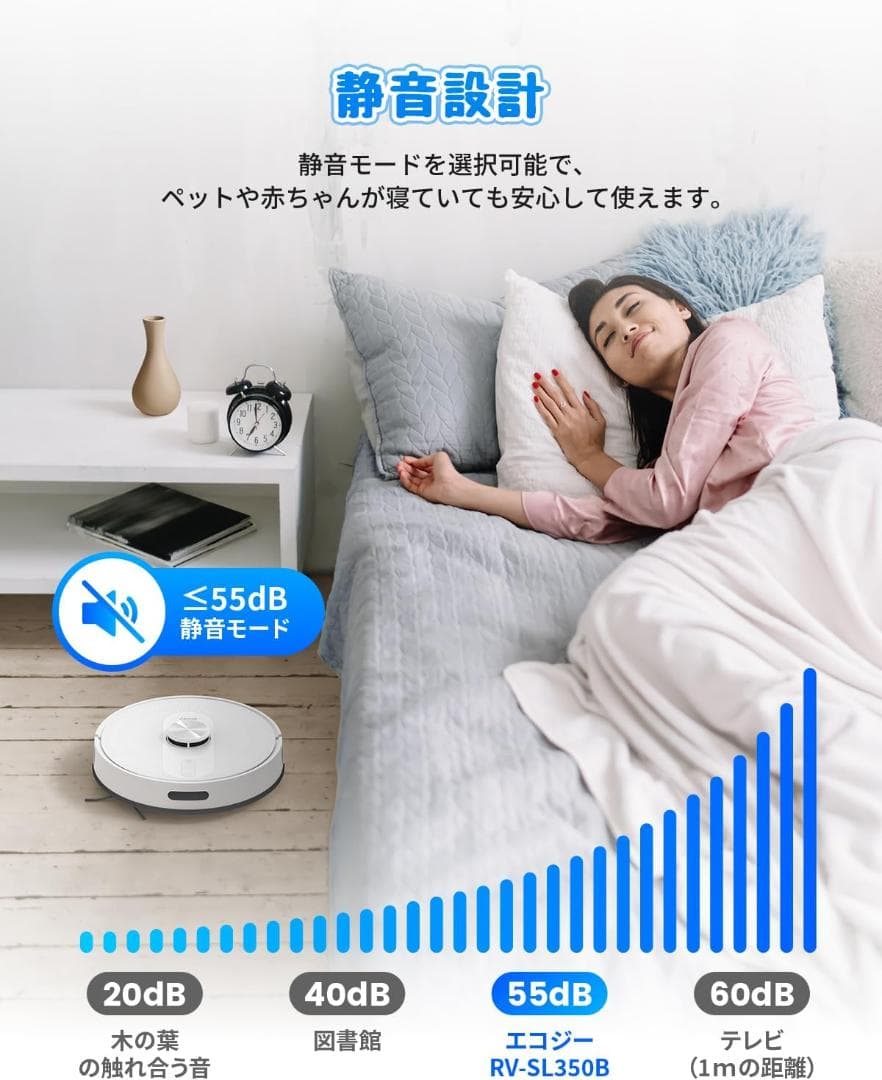 ロボット掃除機 エコジー RV-SL350B 水拭き機能搭載 自動ごみ収集 新品