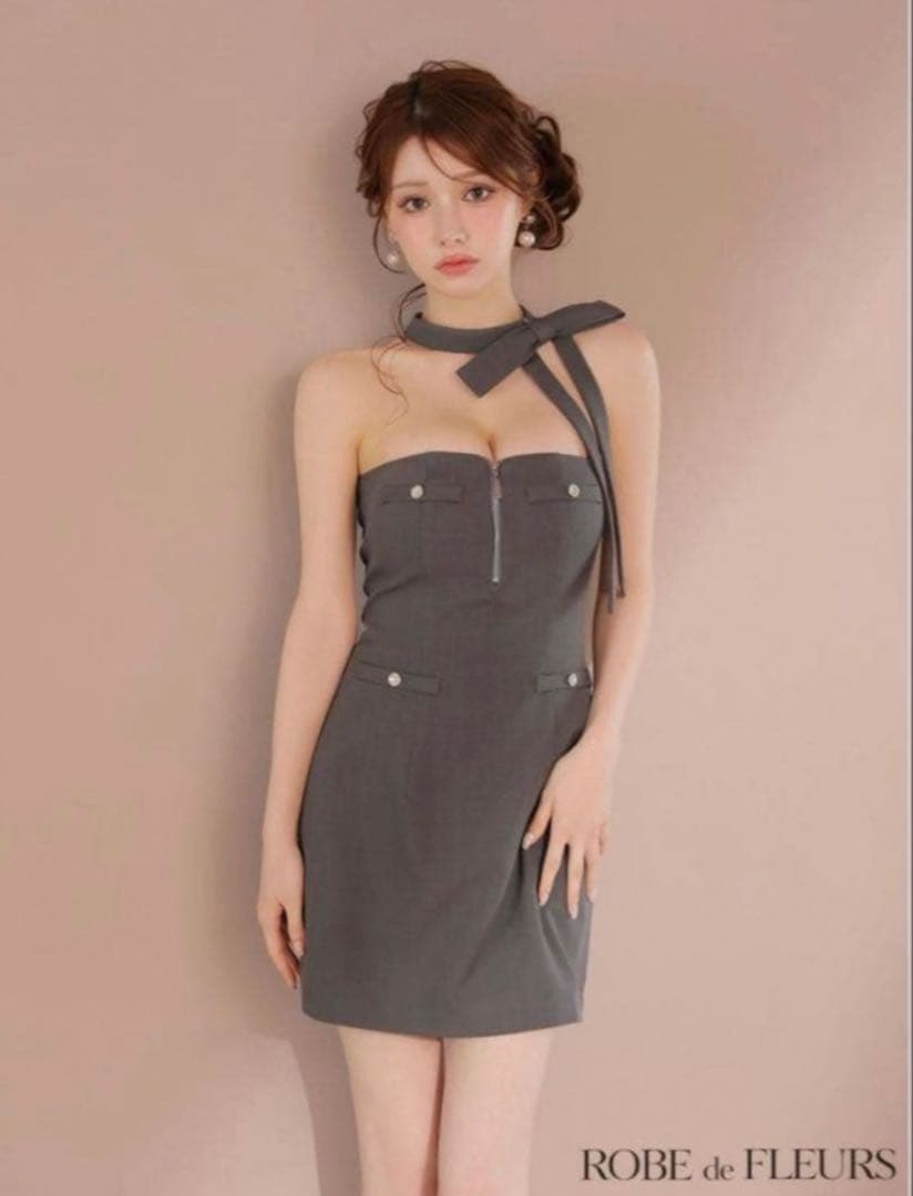 ROBE de FLEURS ホルターネックドレスsサイズ