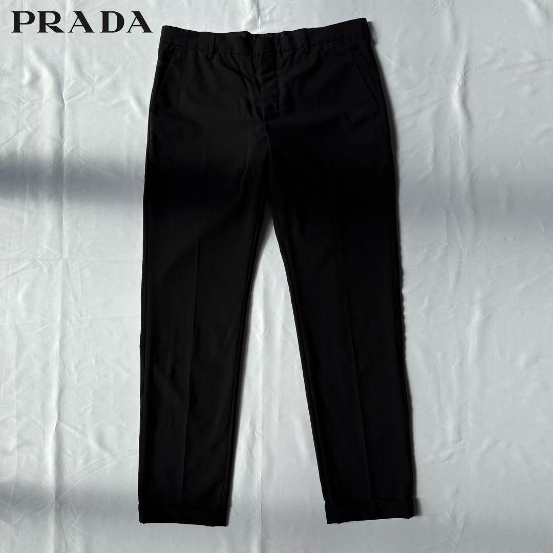 【美品】PRADA プラダ ウール スラックス ブラック 48
