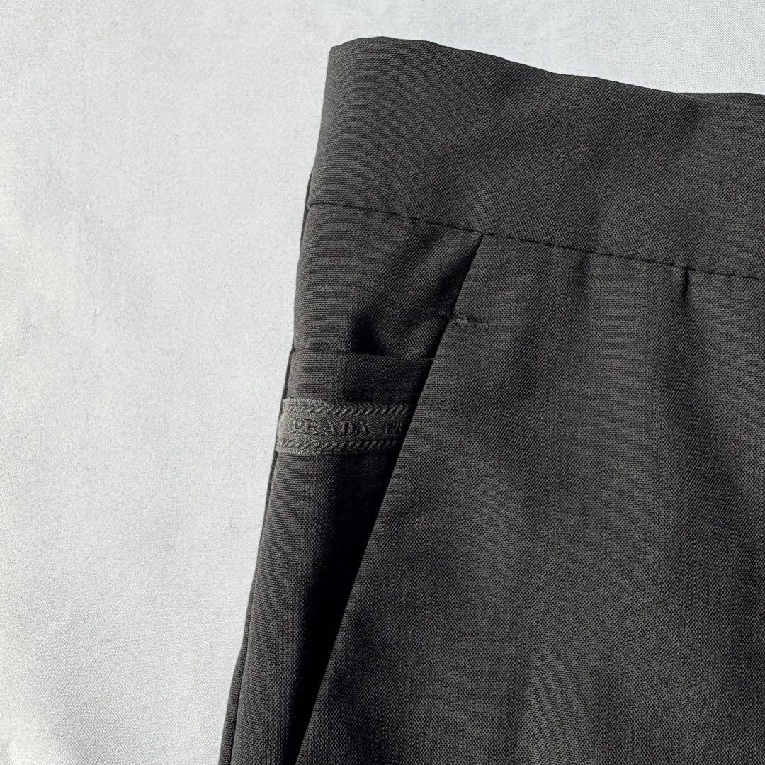 【美品】PRADA プラダ ウール スラックス ブラック 48