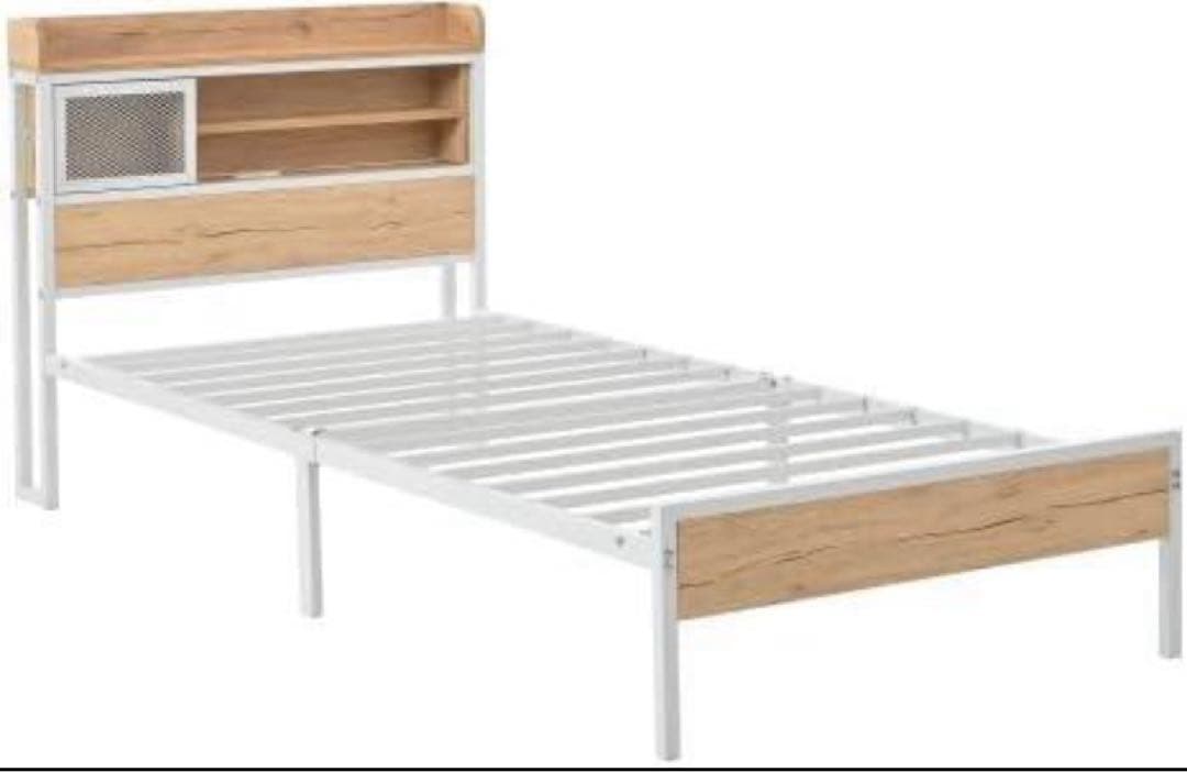 OSJ ベッドフレーム 木製 シングル シングルベッド パイプベッド ホワイト