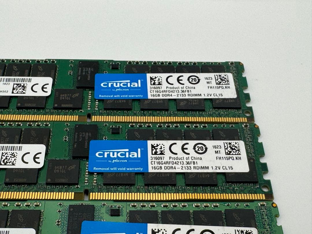 ⑥Crucial 16GB DDR4-2133P RDIMM 4枚セット