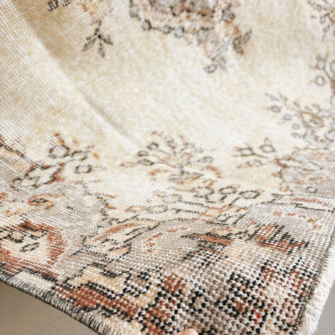 トルコ　ヴィンテージラグ　ライトグレー　アイスグレー