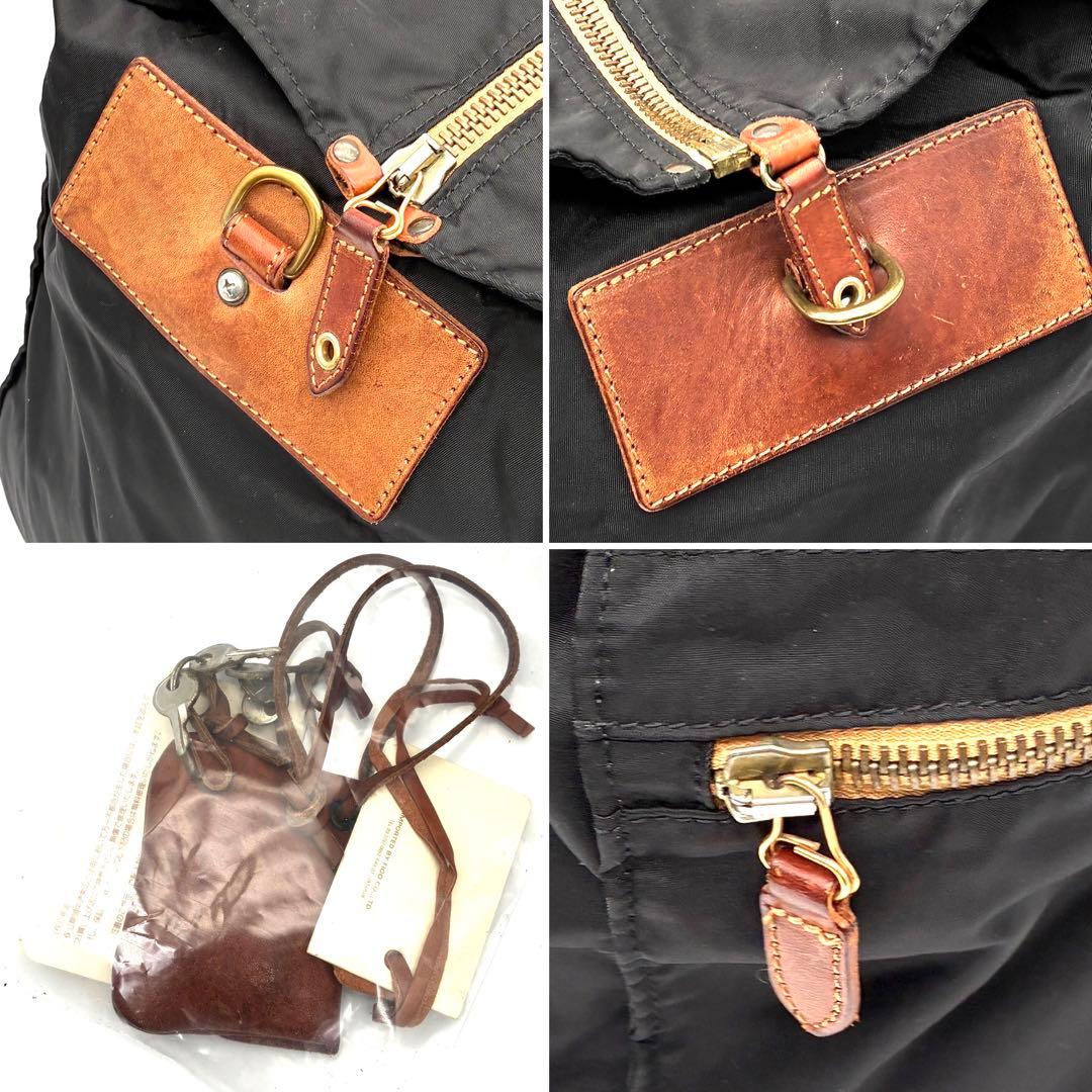 美品 フェリージ ボストンバッグ 南京錠 鍵付 P3 ロゴ 大容量 メンズ 黒