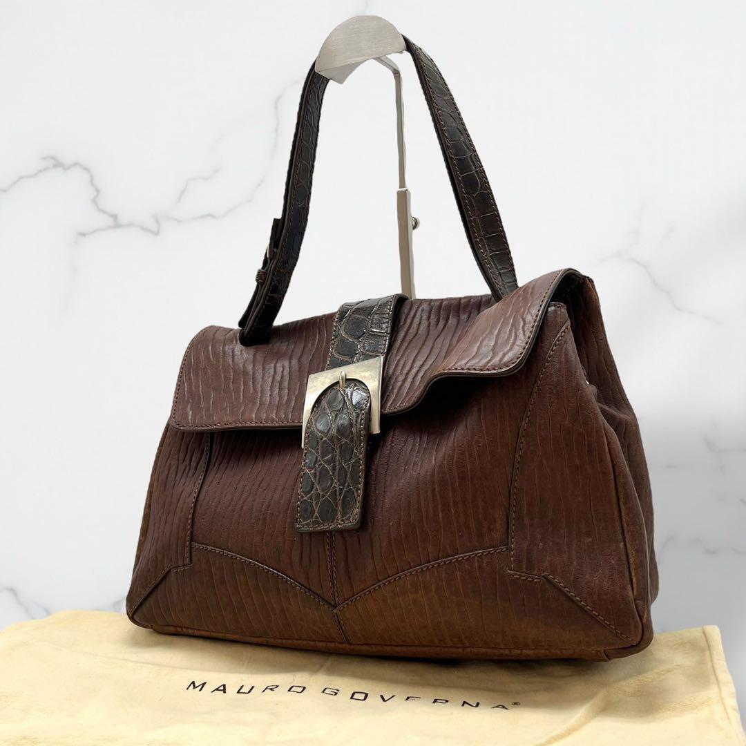 マウロゴヴェルナ ハンドバッグ トートバッグ レザー クロコ アザラシ 肩掛け