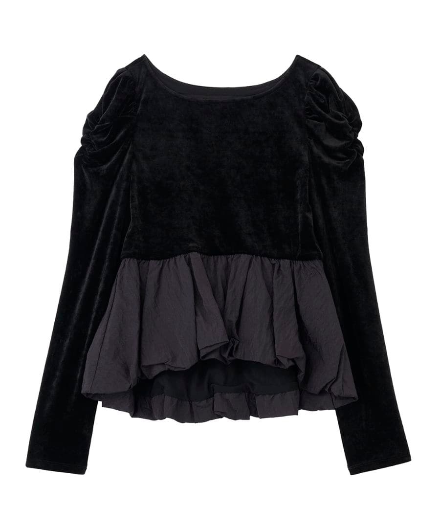 実物写真掲載 ココディール 新品 ベロアドッキングバルーントップス ブラック