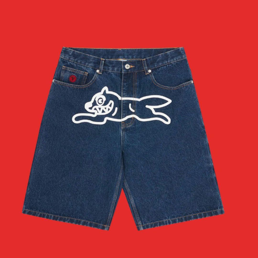 海外限定☆Icecream dog プリント デニムジーンズ ハーフパンツ