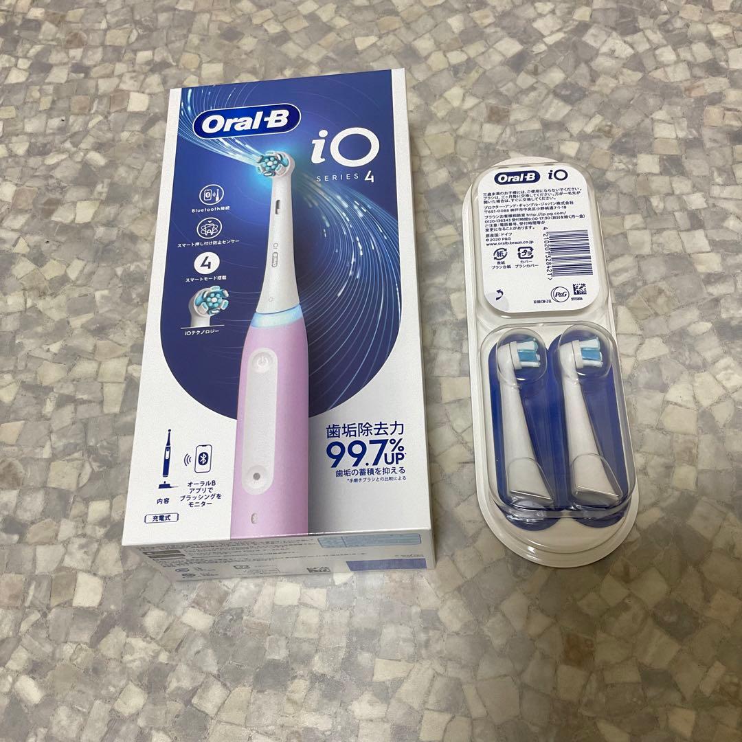 Oral-B iOシリーズ4 電動歯ブラシ 本体 ピンク 2本替えブラシ付き