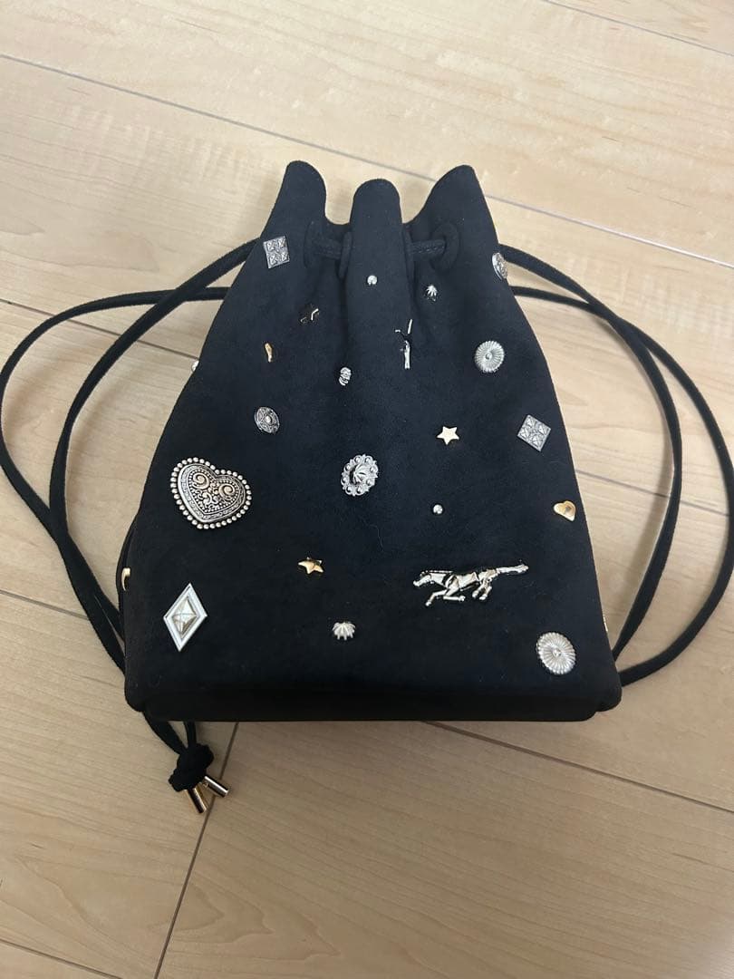 カカトゥ kakatoo / スエード調スタッズドロストバッグ　ブラック