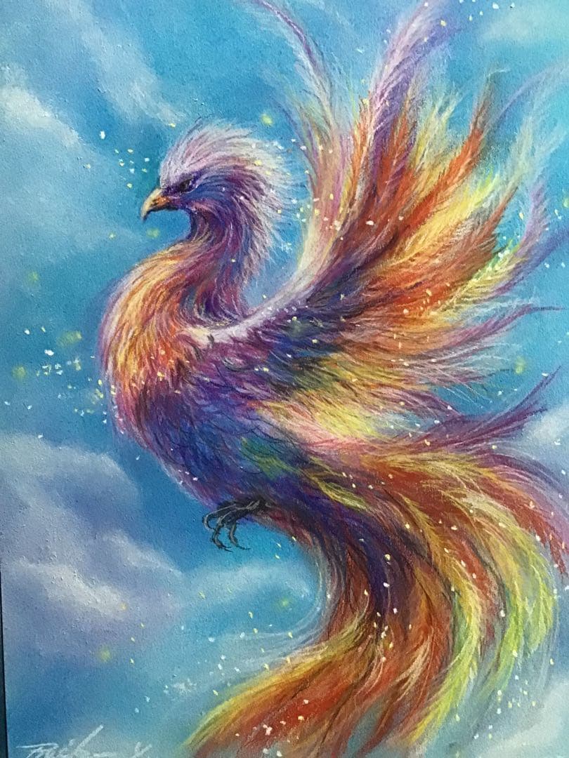 星の使者　ハンドメイドパステル画　絵画アート原画