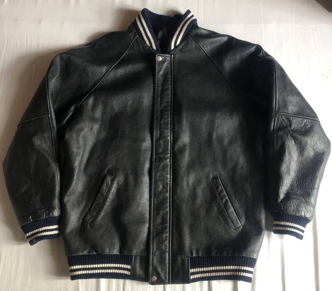 【重厚感】90s ヴィンテージ 本革スタジャン カウハイド ブラック