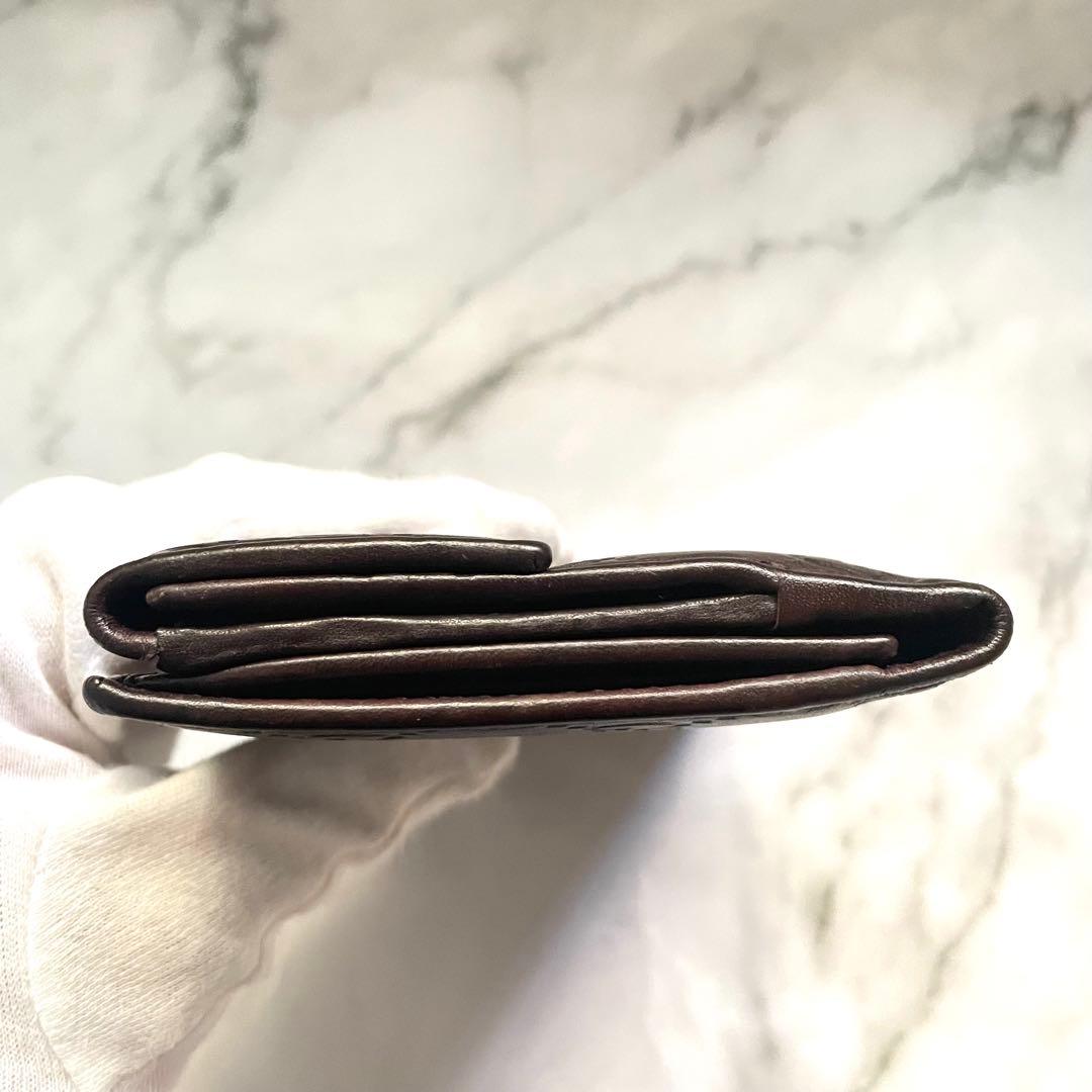 GUCCI グッチ　シマ レザー 長財布　メタルロゴ　wホック　0115-②