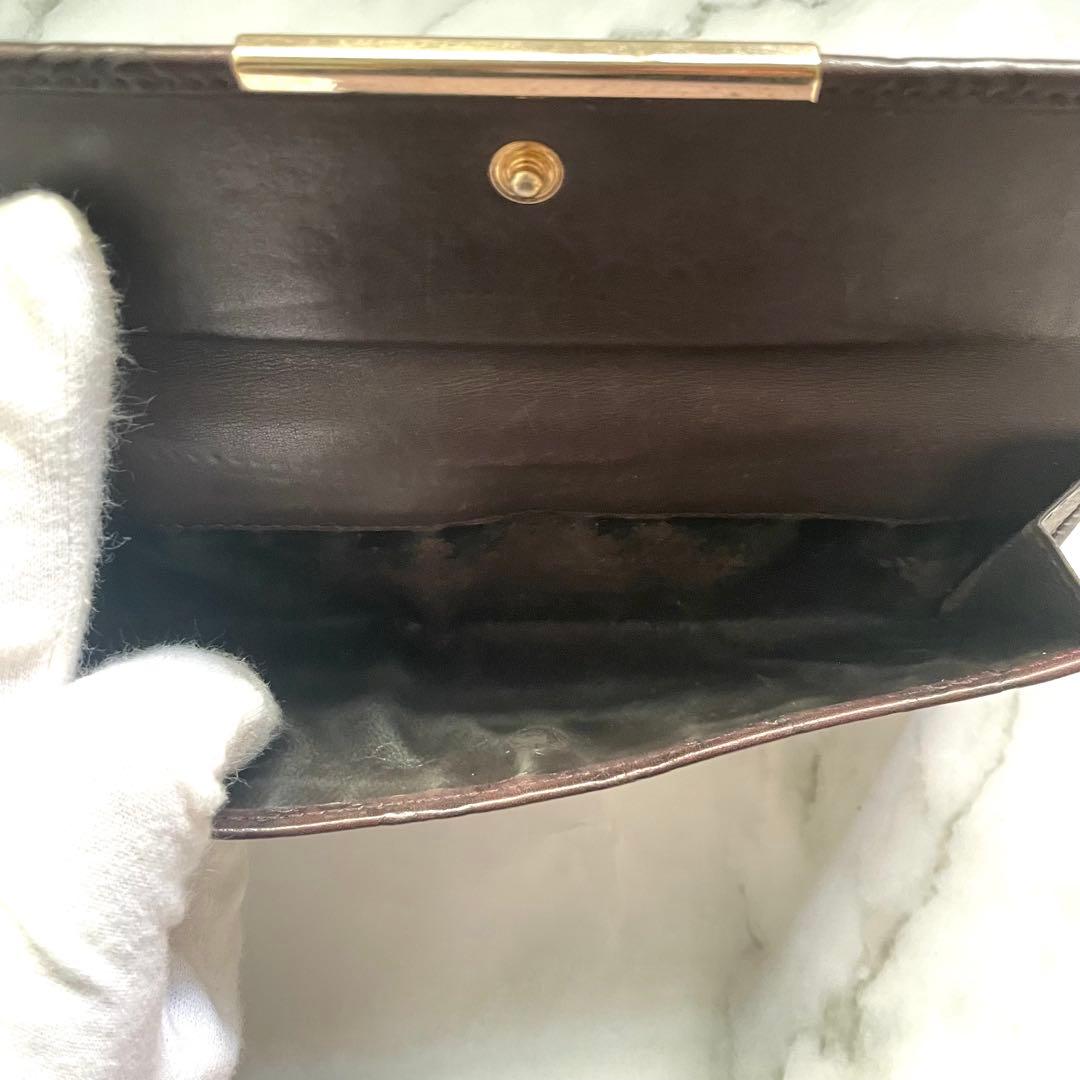 GUCCI グッチ　シマ レザー 長財布　メタルロゴ　wホック　0115-②