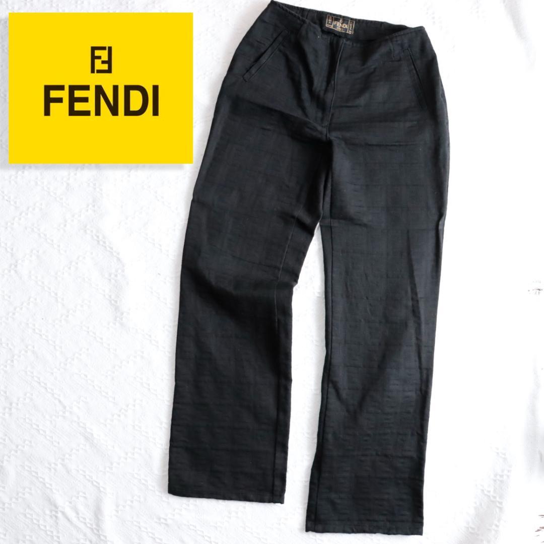 FENDI　フェンディ　ズッカ柄　パンツストレート　FFロゴ　ブラック　チノパン