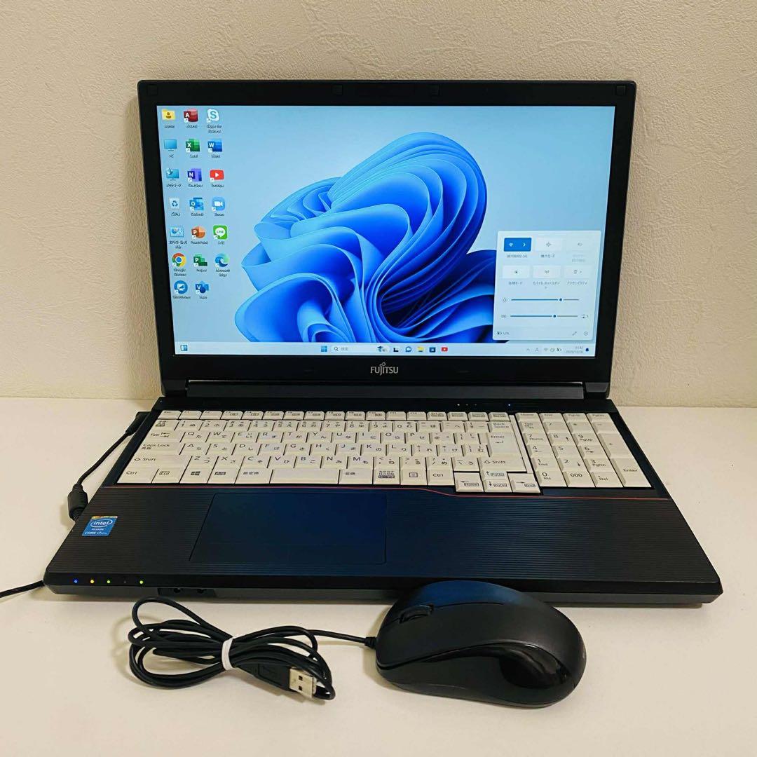 Y68 富士通ノートパソコン i7メモリ8G高速 Windows11オフィス付き