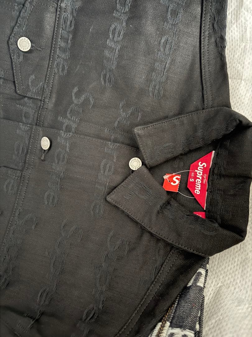 ジャケット・アウター Supreme Jacquard Logos Denim Trucker