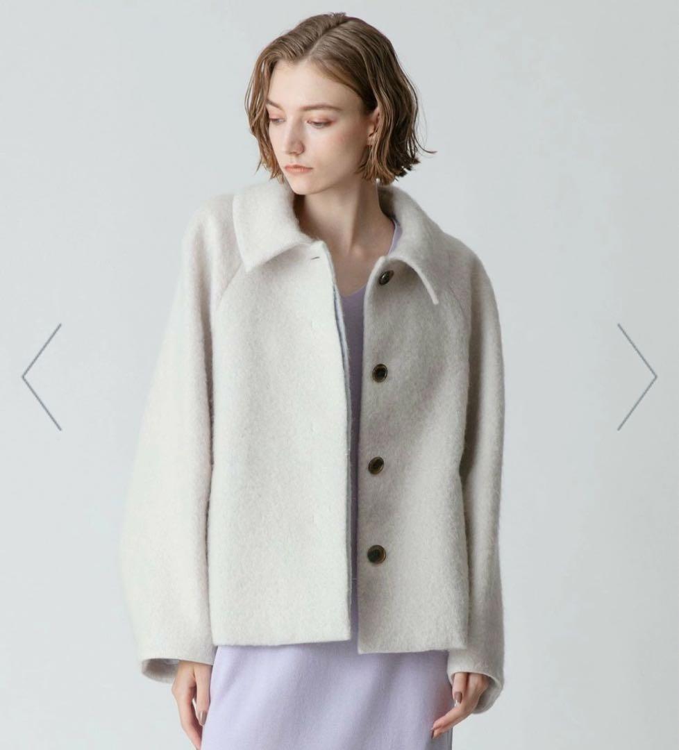 ★タグ付★アルアバイル　モヘアシャギーステンカラーショートコート