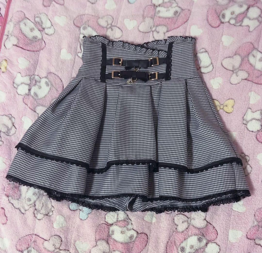 LIZLISA 2連リボンベルトスカパン　グレー