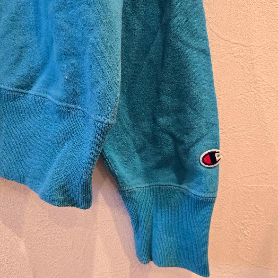 USA製　90s チャンピオン リバースウィーブ 　刺繍タグ 　ターコイズブルー