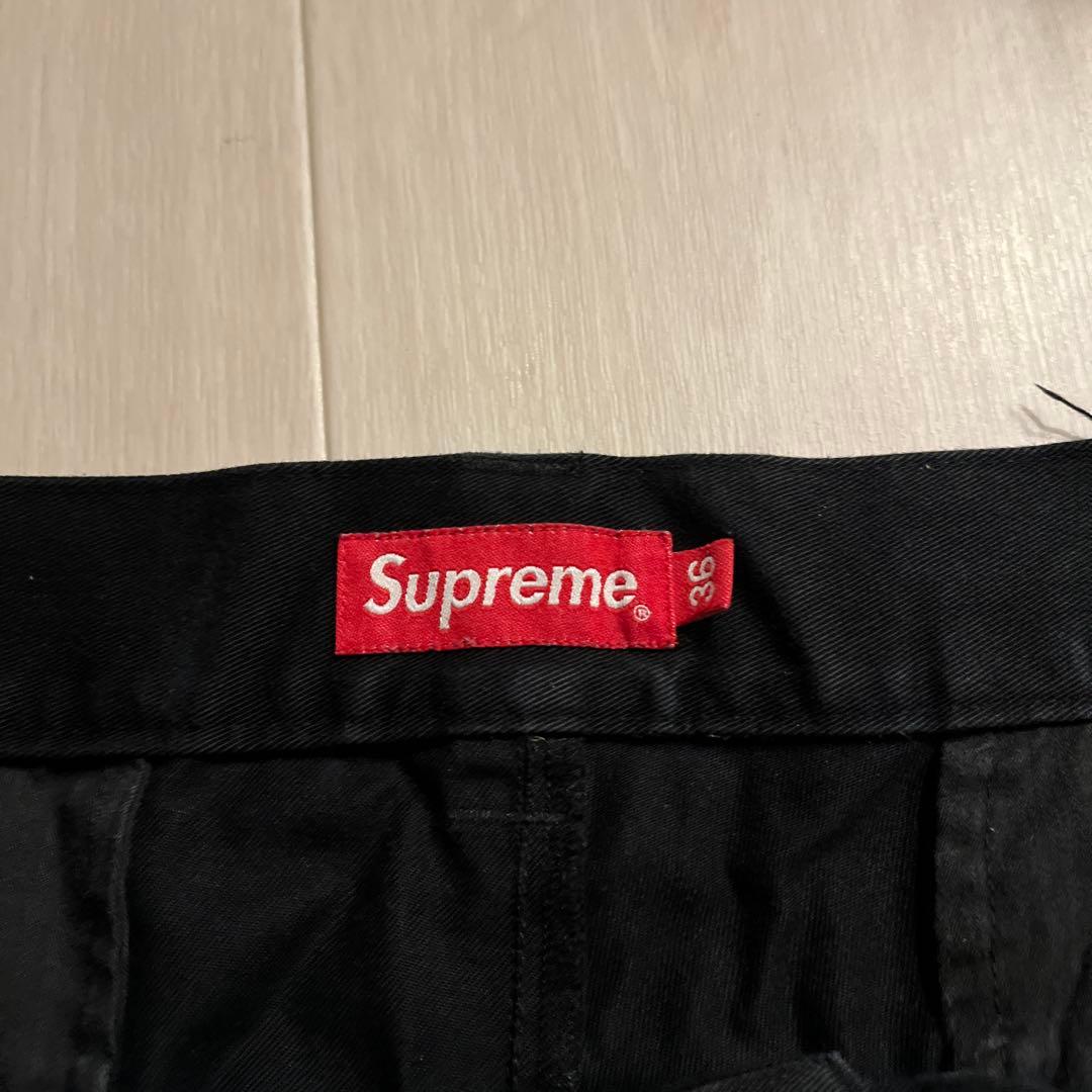 Supreme ブラック チノパン　w36