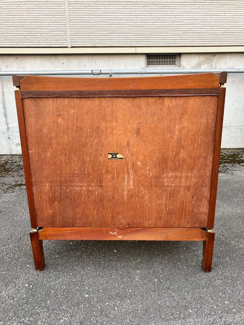 昭和　レトロ　古家具　ガラス戸　木製キャビネット　食器棚　サイドボード　本棚