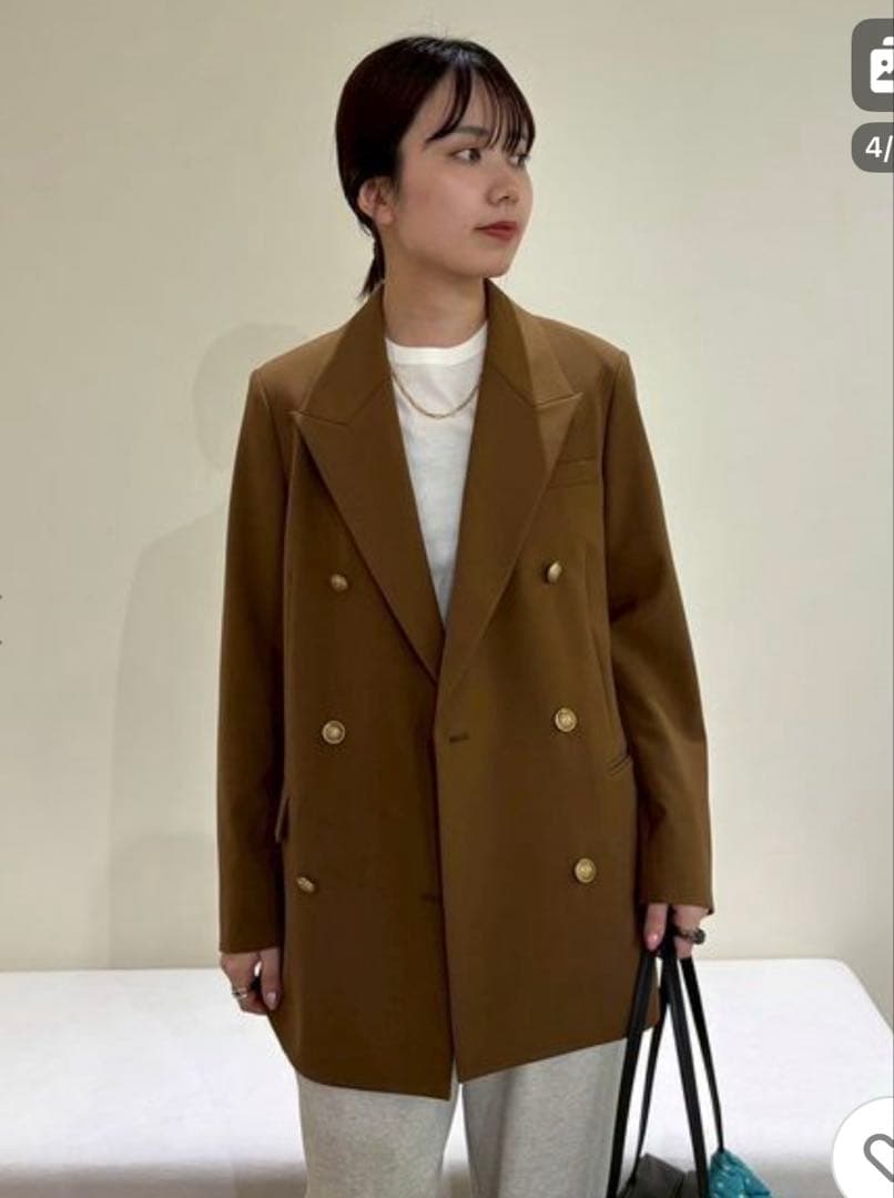Mila owen 金釦ダブルブレストロングブレザー