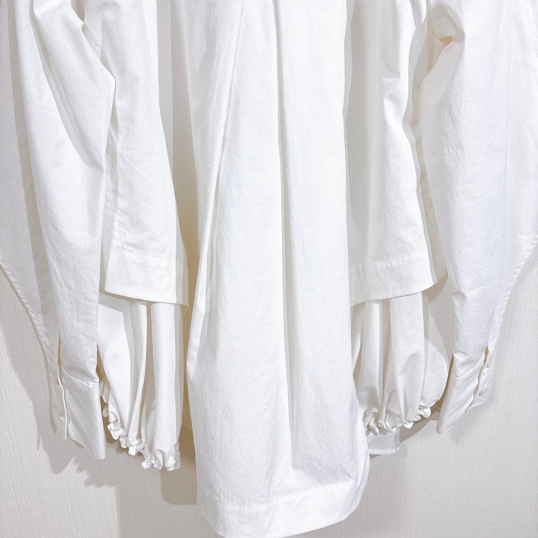 UN3D. アンスリード　パターンミックスシャツ　アシンメトリー　ホワイトシャツ